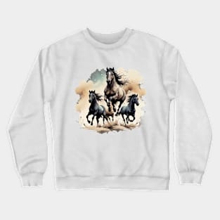 Horses And Desert Old Crewneck Sweatshirt